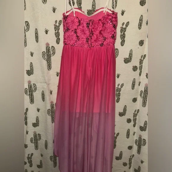 Strapless Pink Floral Dress - Picture 4 of 5